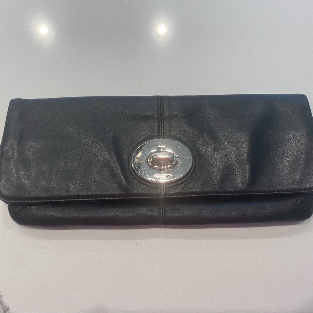 COACH Leather Clutch Black